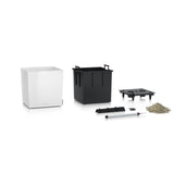 LECHUZA Pot de fleurs - Cube premium 40 - 39,0 x 39,0 x 40 cm - 31 L - Kit complet - Blanc brillant