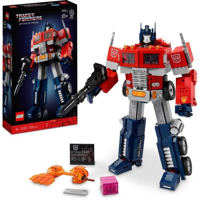 LEGO ICONS™ 10302 Optimus Prime, Transformers Autobot Robot Minifigure, Truck Model, Adult