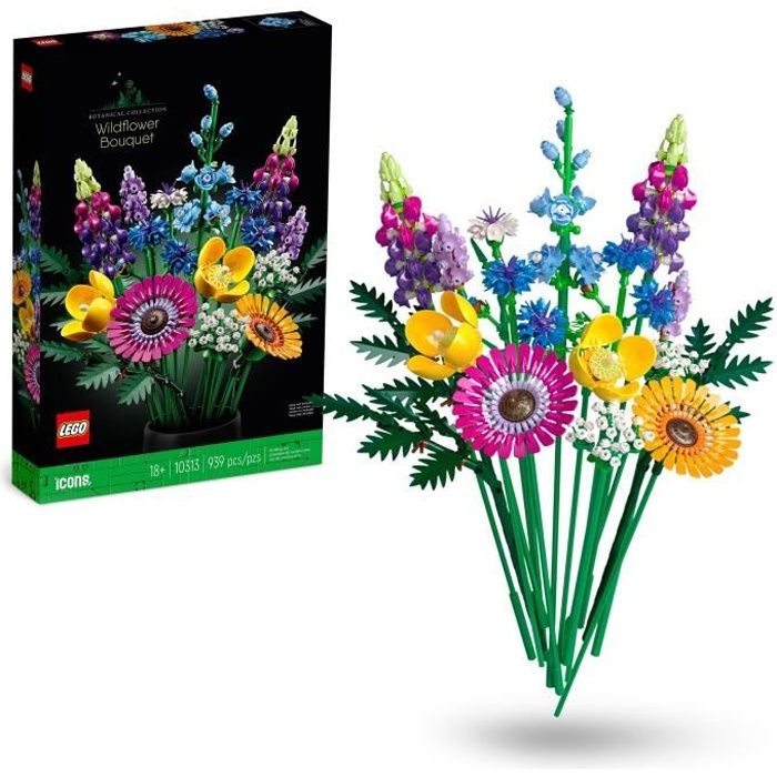 LEGO Icons 10313 Bouquet de Fleurs Sauvages, Plantes Artificielles avec Coquelicots - Botanicals - Pour Adultes
