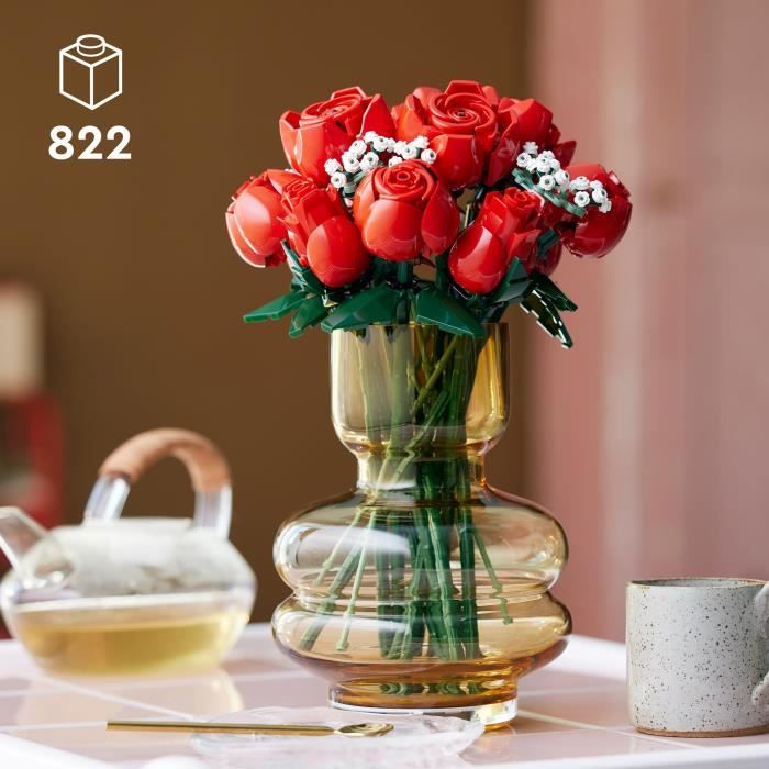 LEGO 10328 Icons Le Bouquet de Roses, Fleurs Artificielles pour Décorer, Cadeau de Saint-Valentin pour Adultes