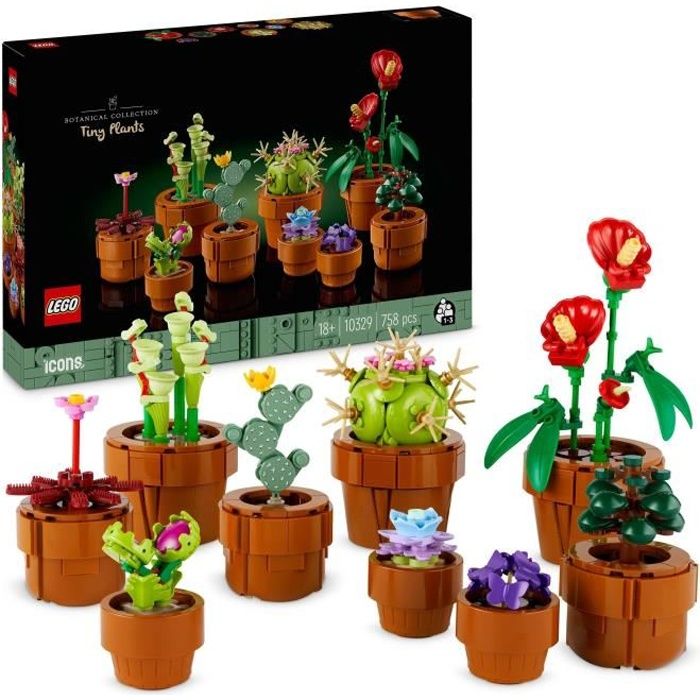 LEGO Icons 10329 Les Plantes Miniatures, Collection Botanicals 9 Plantes  Artificielles avec des Fleurs, Décoration d'Intérieur