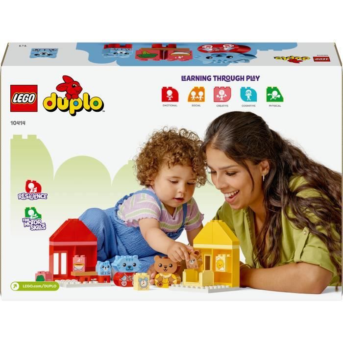 LEGO 10414 DUPLO My First Mes Rituels Quotidiens - Le Repas et le Coucher, Jouet Social, 4 Figurines Animales