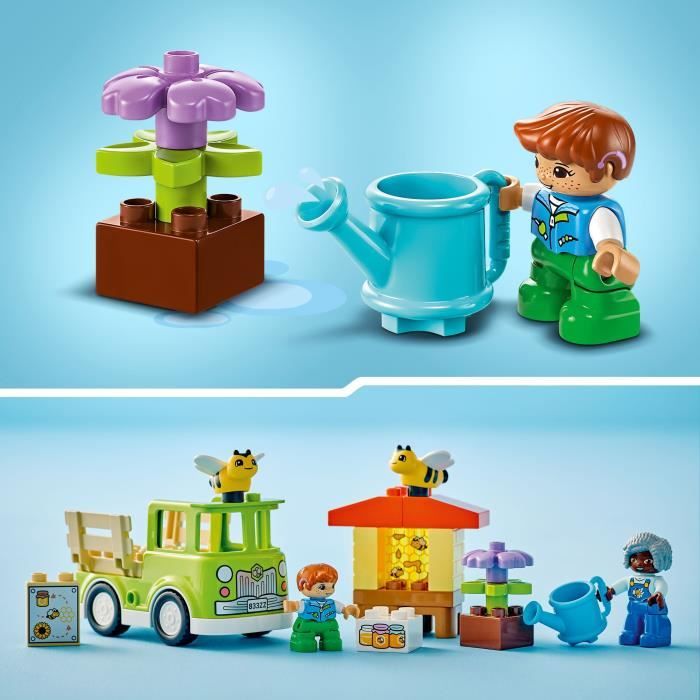 LEGO 10419 DUPLO Ma Ville Prendre Soin des Abeilles et des Ruches, Jouet Éducatif pour Enfants, 2 Figurines d'Abeilles
