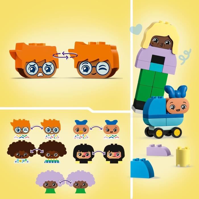 LEGO 10423 DUPLO Ma Ville Personnages a Construire aux DiffÈrentes …motions, Jouet avec 71 Briques avec 5 Personnages