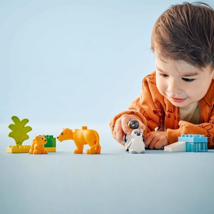 LEGO DUPLO Ma ville 10442 Familles d'animaux sauvages : pingouins et lions - Jeux d'éveil