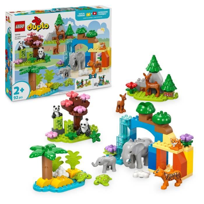 LEGO DUPLO Ma ville 10446 Familles d'animaux sauvages 3-en-1 - Jeux d'éveil avec animaux