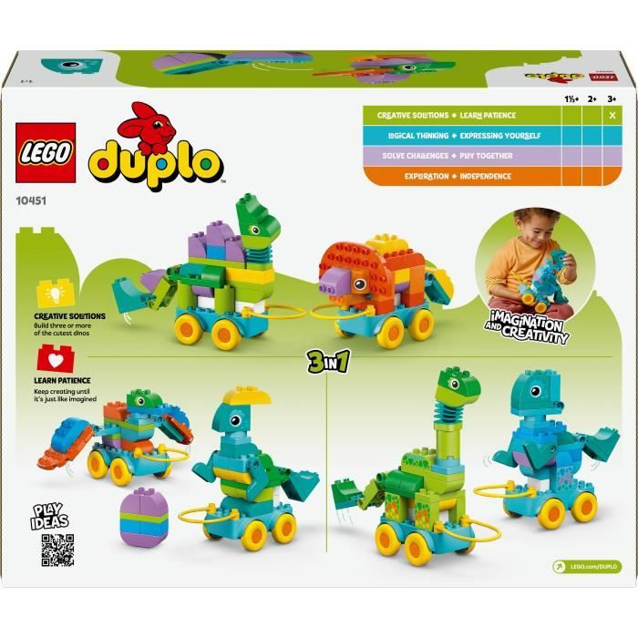 LEGO DUPLO Ma Ville 10451 Dinosaures sur Roues 3-en-1 - Jeu d'éveil des 3 ans
