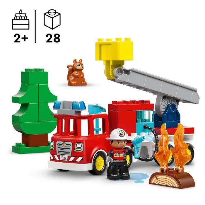 LEGO DUPLO Ma Ville 10473 Le Camion de Pompiers - Jouet Éducatif Garçon ou Fille des 2 ans