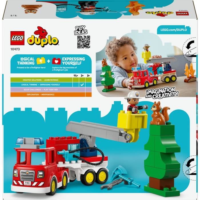 LEGO DUPLO Ma Ville 10473 Le Camion de Pompiers - Jouet Éducatif Garçon ou Fille des 2 ans
