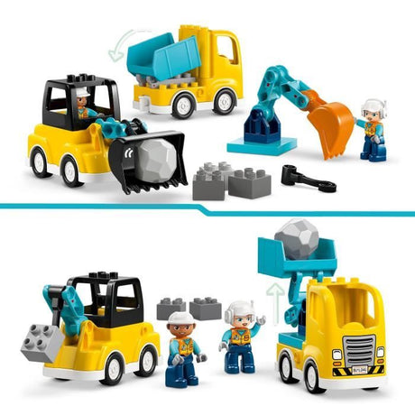 LEGO DUPLO Ma Ville 10475 Les Véhicules de Chantier 3-en-1 - Jeu Interactif des 2 ans