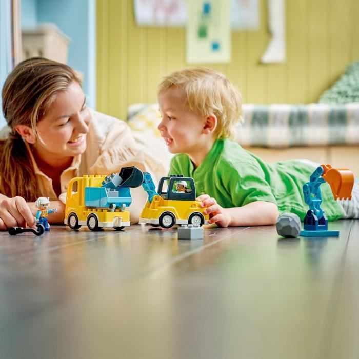 LEGO DUPLO Ma Ville 10475 Les Véhicules de Chantier 3-en-1 - Jeu Interactif des 2 ans