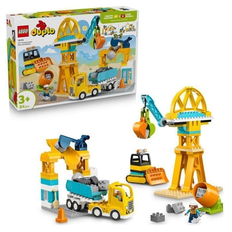 LEGO DUPLO Ma Ville 10476 Le Chantier et les Véhicules de Construction 3-en-1 - Jeu Créatif