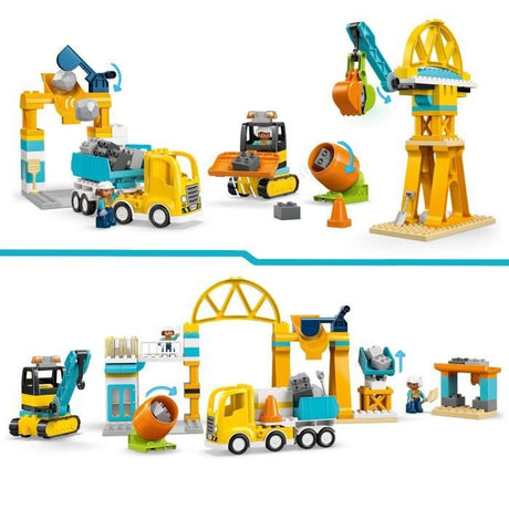 LEGO DUPLO Ma Ville 10476 Le Chantier et les Véhicules de Construction 3-en-1 - Jeu Créatif