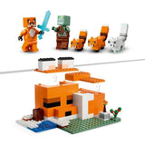 LEGO 21178 Minecraft Le Refuge du Renard, Jouet de Construction Maison, Enfants des 8 ans, Set avec Figurines Zombie, Animaux