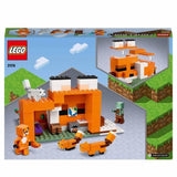 LEGO 21178 Minecraft Le Refuge du Renard, Jouet de Construction Maison, Enfants des 8 ans, Set avec Figurines Zombie, Animaux