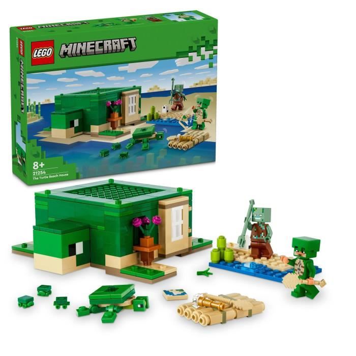 LEGO 21254 Minecraft Turtle Beach House, Toy with Accessories, Minifigures of Video Game Characters