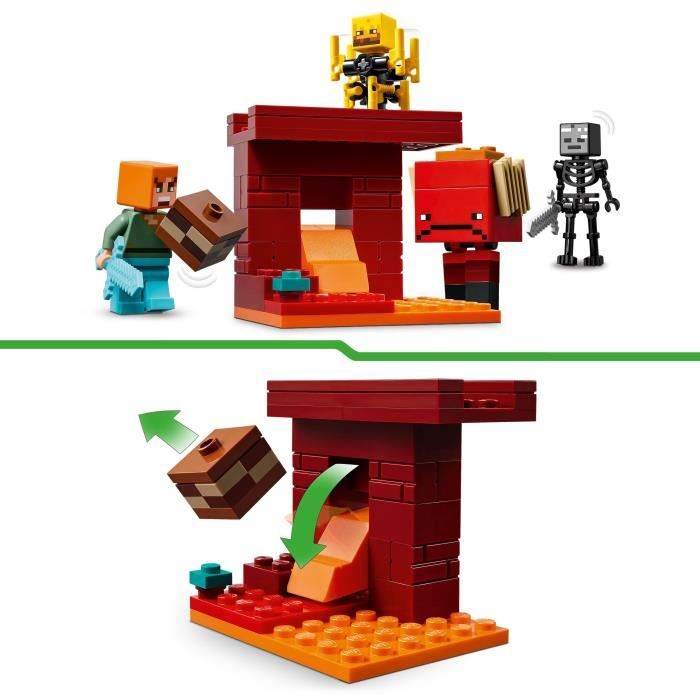 LEGO Minecraft 21266 La bataille de la lave du Nether - Jouet pour fans de jeux vidéo