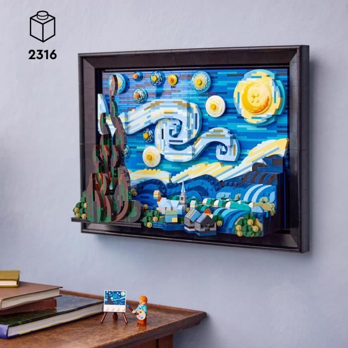 LEGO Ideas 21333 Exclu Cdiscount Vincent Van Gogh - La Nuit Étoilée, Reproduction de Tableau sur Toile