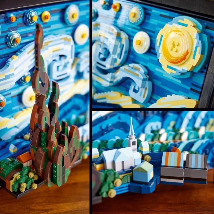 LEGO Ideas 21333 Exclu Cdiscount Vincent Van Gogh - La Nuit Étoilée, Reproduction de Tableau sur Toile