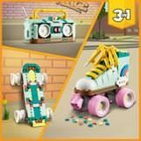 LEGO 31148 Creator 3en1 Les Patins a Roulettes Rétro, Jouet avec Mini-Skateboard et Boombox, Décoration Rétro