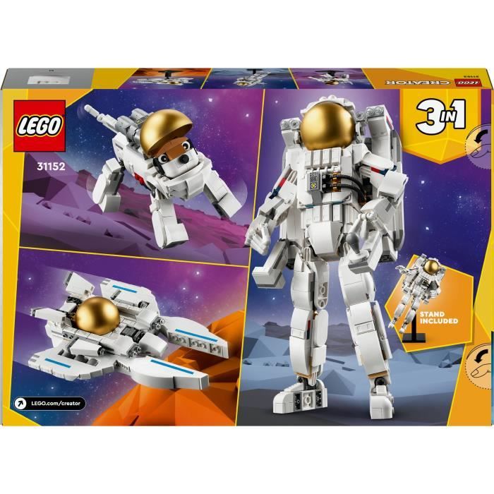 LEGO 31152 Creator 3en1 L'Astronaute dans l'Espace, Jouet de Construction avec Chien et Navette Spatiale, Décoration