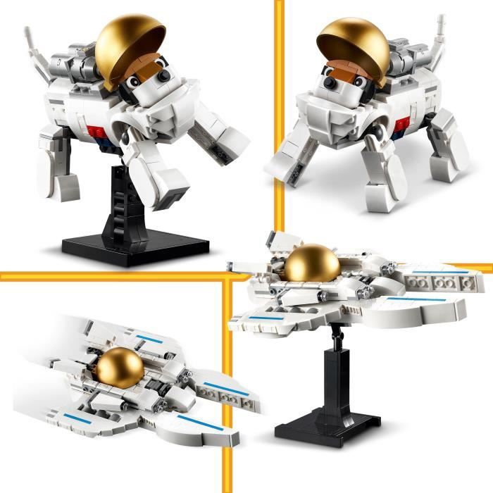 LEGO 31152 Creator 3en1 L'Astronaute dans l'Espace, Jouet de Construction avec Chien et Navette Spatiale, Décoration