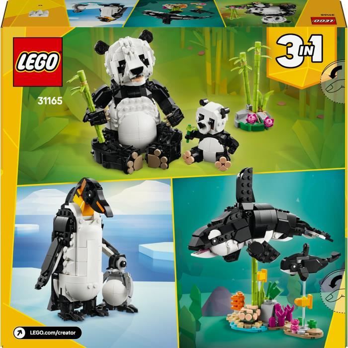LEGO Creator 31165 3-en-1 Animaux sauvages : la famille de pandas Jeu pour fille des 8 ans