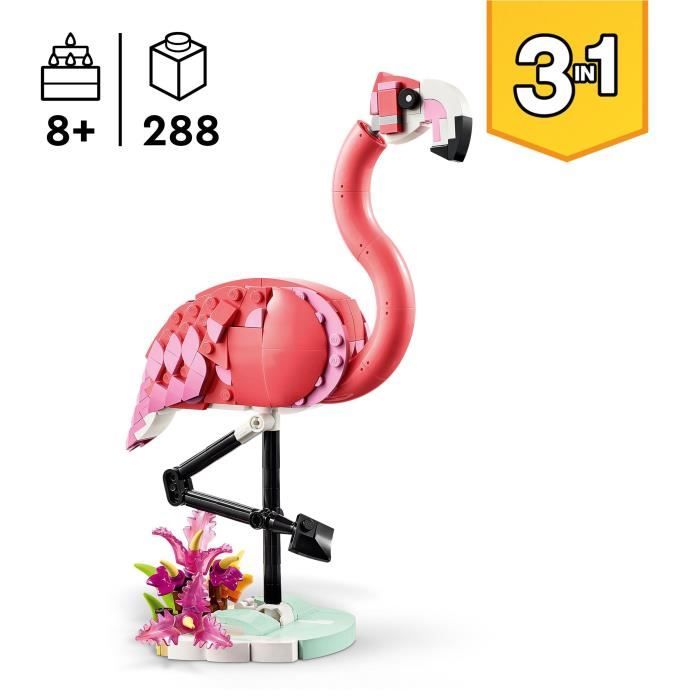 LEGO Creator 31170 3-en-1 Animaux sauvages : le flamant rose - Jouet pour fille des 8 ans