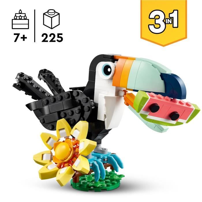 LEGO Creator 3-en-1 31173 Animaux Sauvages : le Toucan Tropical - Jeu des 7 ans