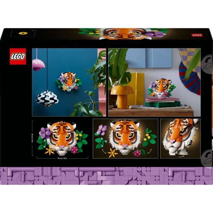 LEGO Art 31217 La Collection Faune  Le Tigre - Set Adulte - Décoration Murale Avec Fleurs