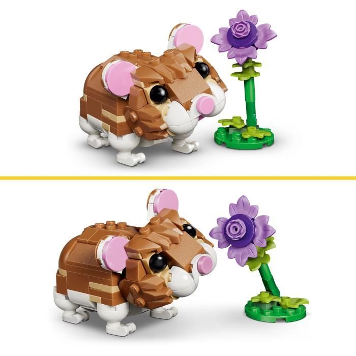 LEGO Creator 3-en-1 31376 L'Adorable Hamster et la Fleur - Jouet de Construction des 7 ans