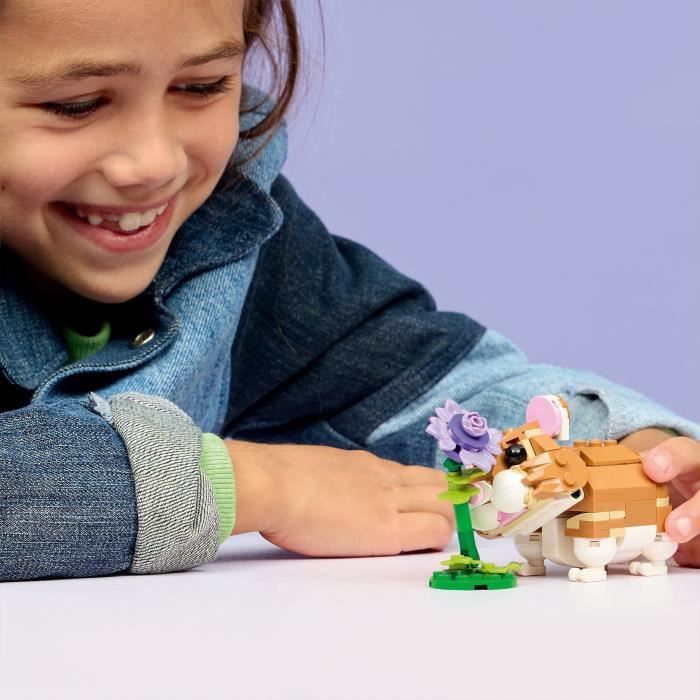 LEGO Creator 3-en-1 31376 L'Adorable Hamster et la Fleur - Jouet de Construction des 7 ans