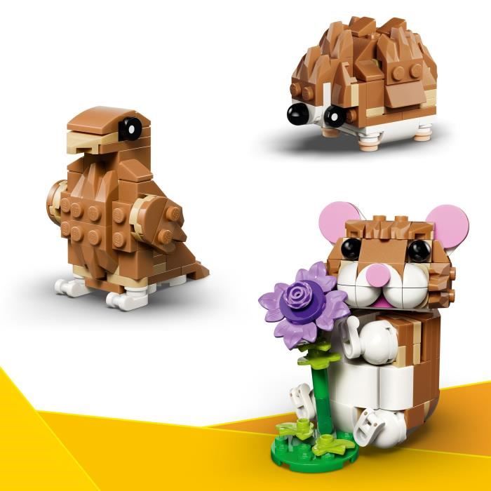 LEGO Creator 3-en-1 31376 L'Adorable Hamster et la Fleur - Jouet de Construction des 7 ans