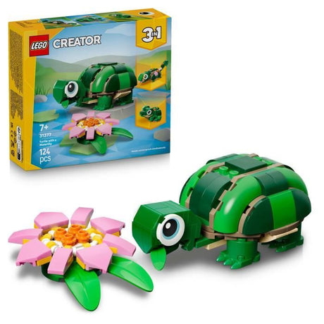 LEGO Creator 3-en-1 31377 La Tortue et la Fleur de Nénuphar - Jouet de Construction 7 ans