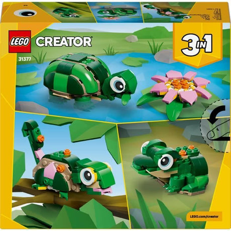LEGO Creator 3-en-1 31377 La Tortue et la Fleur de Nénuphar - Jouet de Construction 7 ans