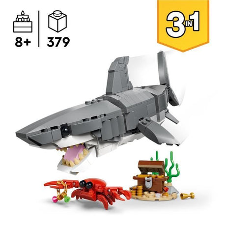 LEGO Creator 3-en-1 31381 Le Redoutable Requin et le Coffre au Trésor - Jouet des 8 ans