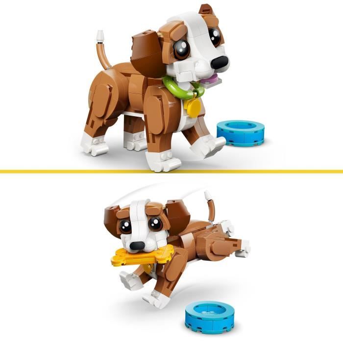 LEGO Creator 3-en-1 31382 Les Adorables Animaux : le Chiot Joueur - Jeu des 8 ans - Cadeau