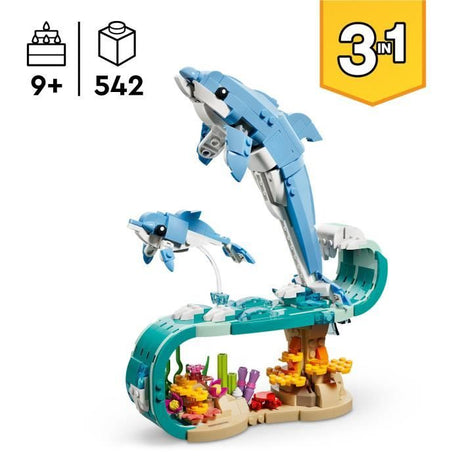 LEGO Creator 3-en-1 31385 Animaux Marins : les Beaux Dauphins - Jeu de Construction 9 ans