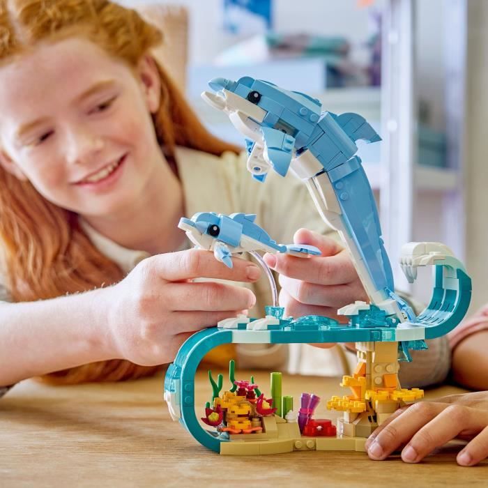 LEGO Creator 3-en-1 31385 Animaux Marins : les Beaux Dauphins - Jeu de Construction 9 ans