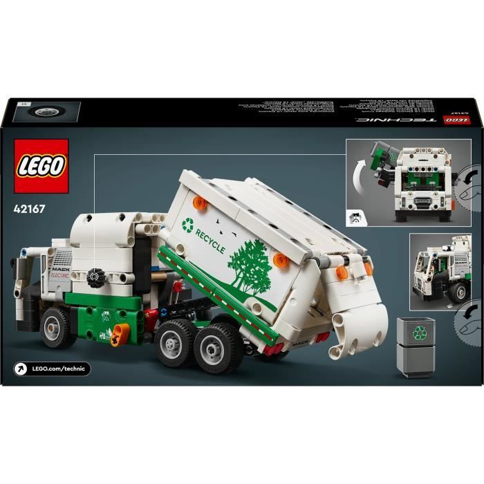 LEGO 42167 Technic Mack LR Electric Camion Poubelle, Jouet de Camion Électrique, Véhicule de Recyclage