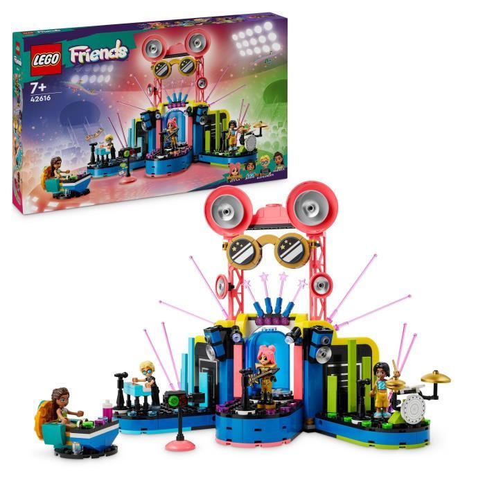 LEGO 42616 Friends Le Spectacle Musical de Heartlake City, Jouet avec 4 Figurines Andrea, Scene et Instruments