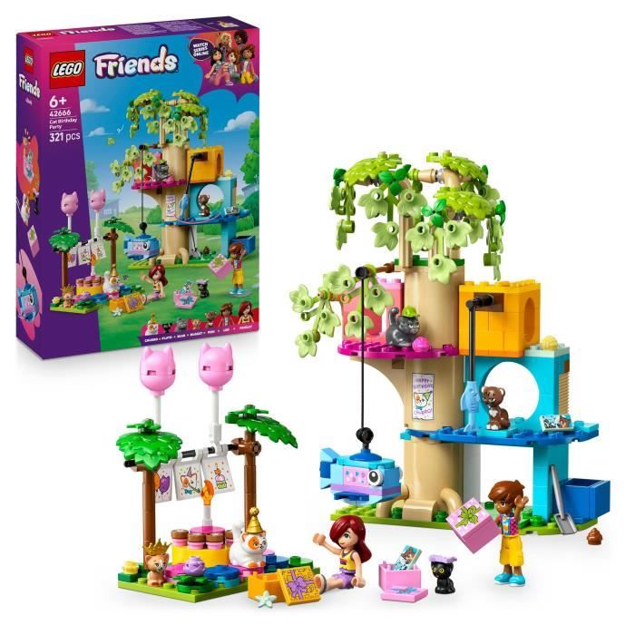 LEGO Friends 42666 La Fete d'Anniversaire et l'Arbre a Chats - Jeu des 6 ans