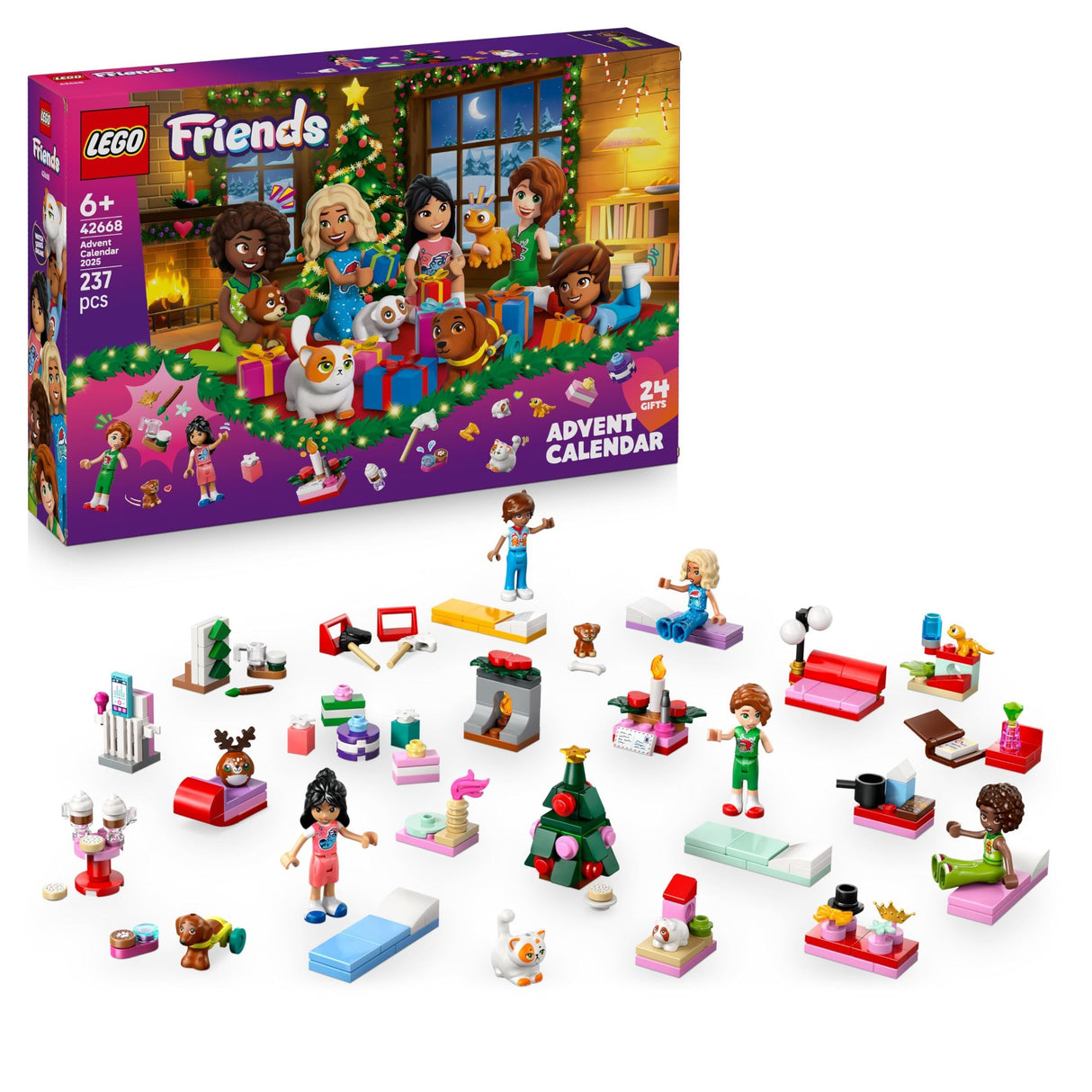 LEGO Friends 42668 Le Calendrier de l'Avent 2025 - Jeu de Construction des 6 ans - Animaux