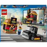LEGO 60404 City Le Food-truck de Burgers, Jouet de Camionnette, Jeu Imaginatif avec Camionnette et Minifigurines