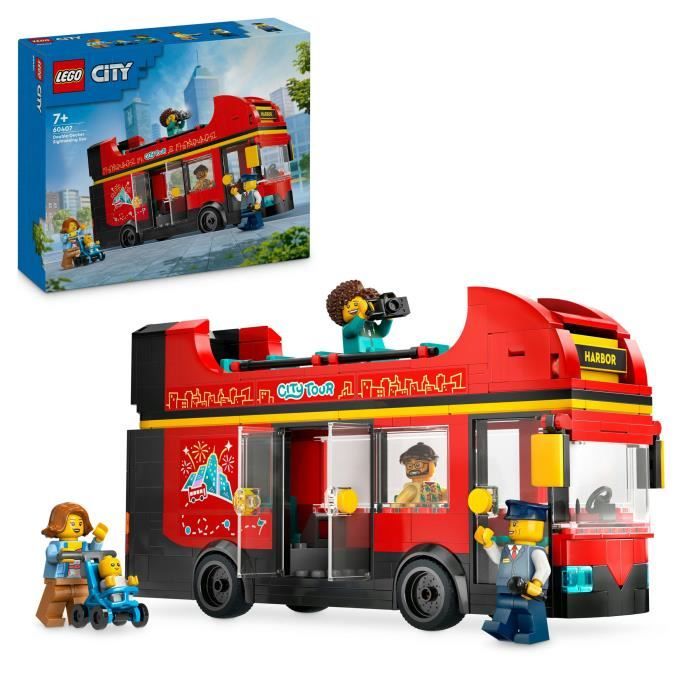 LEGO City 60407 Le bus rouge a deux étages, bus jouet, véhicule pour enfants des 7 ans