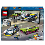 LEGO 60415 City La Course-Poursuite entre la Voiture de Police et la Super Voiture, Jouet avec Minifigurines, Cadeau Enfants