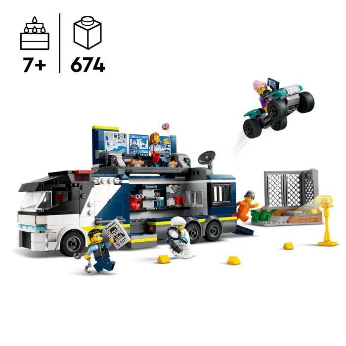 LEGO 60418 City Le Laboratoire de Police Scientifique Mobile, Jouet de Quad, Cadeau Enfants Des 7 Ans, et Minifigurines