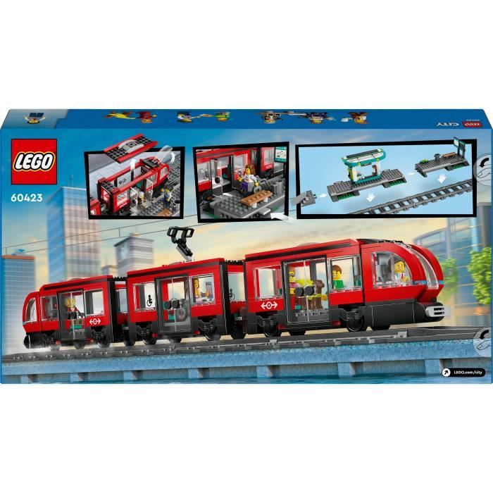 LEGO City 60423 Le tramway et la station du centre-ville, véhicule pour enfants des 7 ans