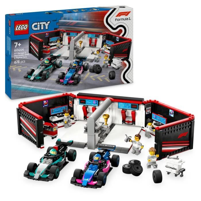 LEGO City 60444 Garage de F1 et voitures Mercedes-AMG et Alpine Jeu pour garçon des 7 ans