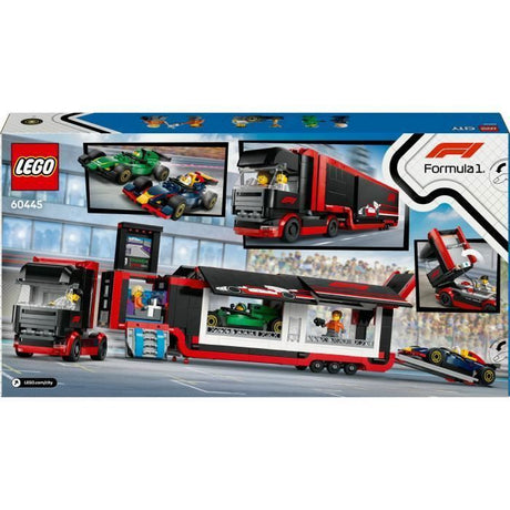LEGO City 60445 Camion de F1 avec voitures de F1 RB20 et AMR24 - Jeu pour garçon des 8 ans